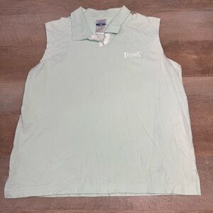 Vintage Mint Green Sleeveless Polo Shirt w/ Tennessee Titans NFL logo Size Large